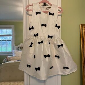 White Dress with Black Bows for girls